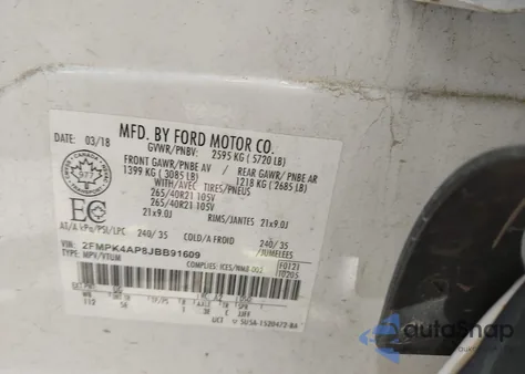 2018 Ford Edge Sport from USA, damaged, VIN 2FMPK4AP8JBB91609